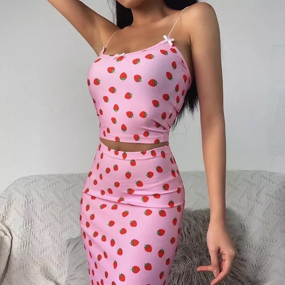 🍓Sexy Kawaii Lolita Strawberry Dress Set | Pink - Picture 16 of 16